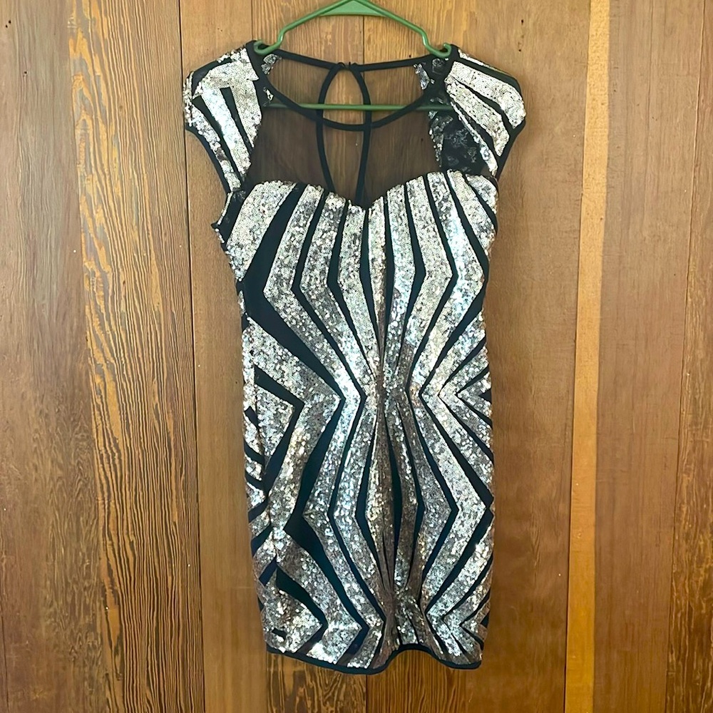 Black and Silver Sequin Dress